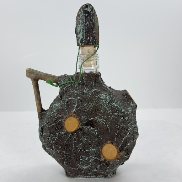 Vintage Austrian Decanter Glass Bottle Scenic Linz Tree Bark Design Cork Stopper - Picture 4 of 12